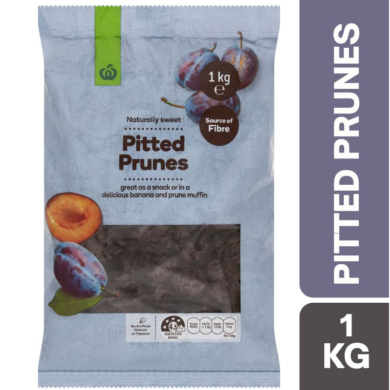 [CLEARANCE Expiry Date: 14/09/2026] Woolworths Pitted Prunes 1kg