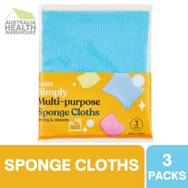 Coles Simply Multi-Purpose Sponge Cloths 3 Pack