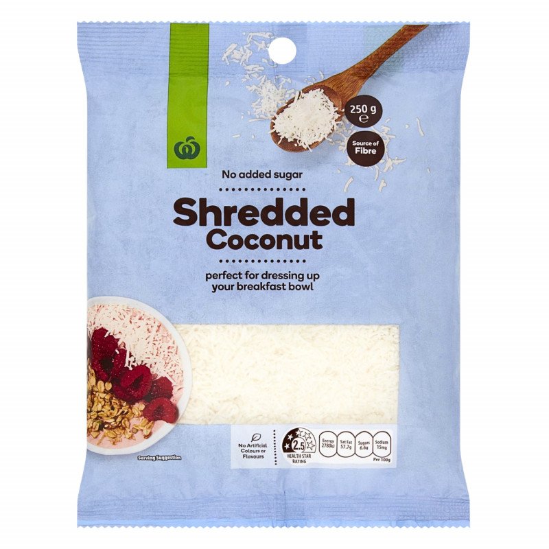 [Expiry Date: 08/11/2026] Woolworths Shredded Coconut 250g