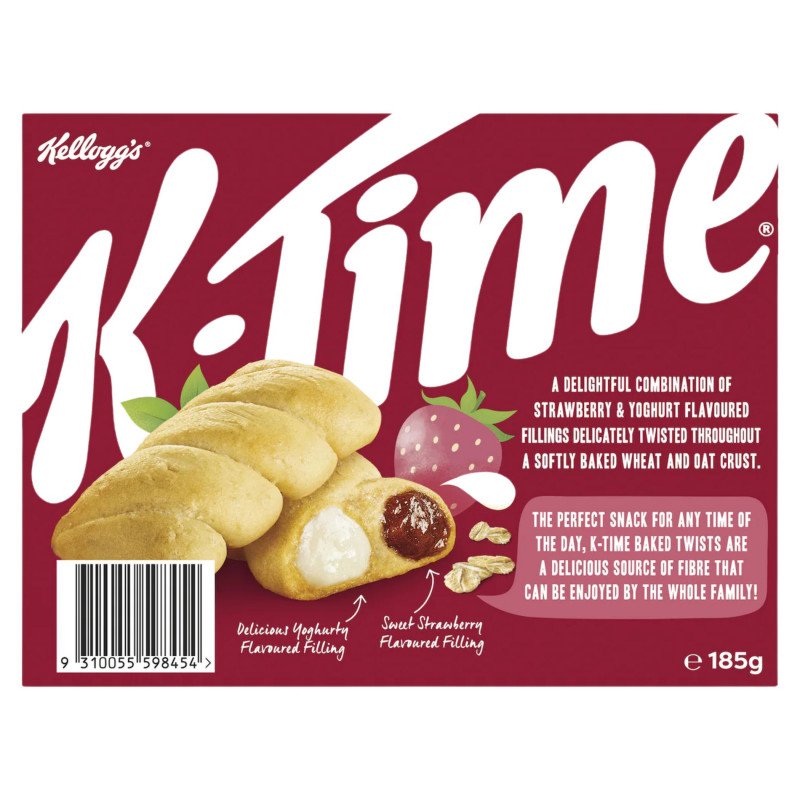 [CLEARANCE Expiry Date: 23/09/2026] Kellogg's K Time Baked Twists Strawberry & Yoghurt Flavour Snack Bars 5 Pack