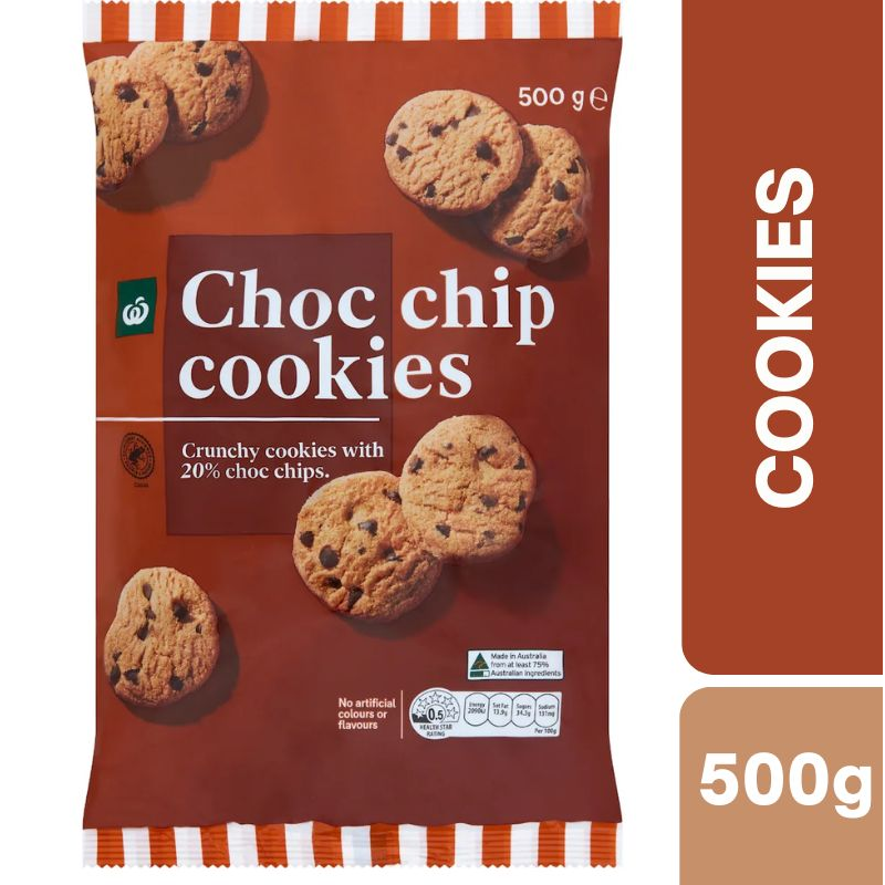 [Expiry Date: 04/10/2026] Woolworths Choc Chip Cookies 500g