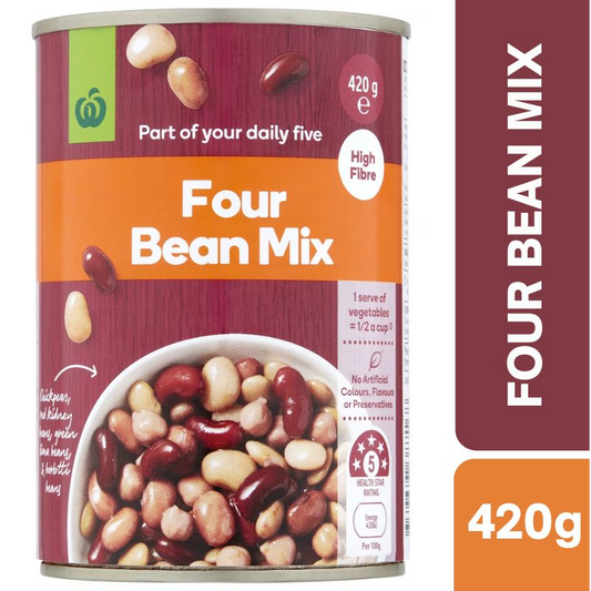 [Expiry Date: 17/06/2028] Woolworths Four Bean Mix 420g |Oz Mart