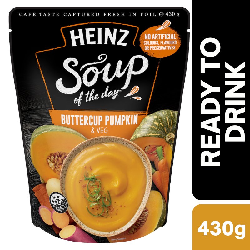 [Expiry Date: 15/04/2027] Heinz Soup Of The Day Buttercup Pumpkin & Veg Pouch 430g