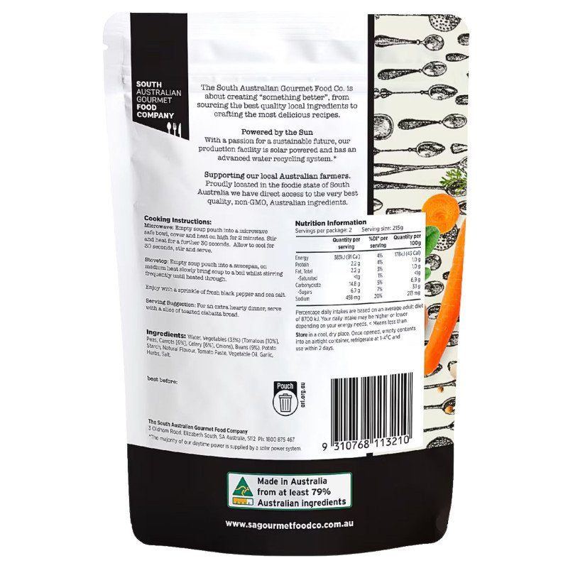[Expiry Date: 28/01/2028] South Australian Gourmet Food Company Classic Italian Minestrone 430g