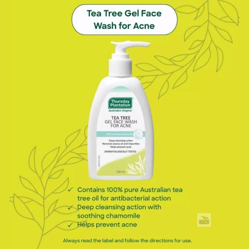 [Expiry: 01/2028] Thursday Plantation Tea Tree Gel Face Wash for Acne 236mL (Pump)