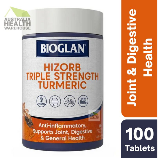[Expiry: 07/2027] Bioglan HiZorb Triple Strength Turmeric 100 Tablets