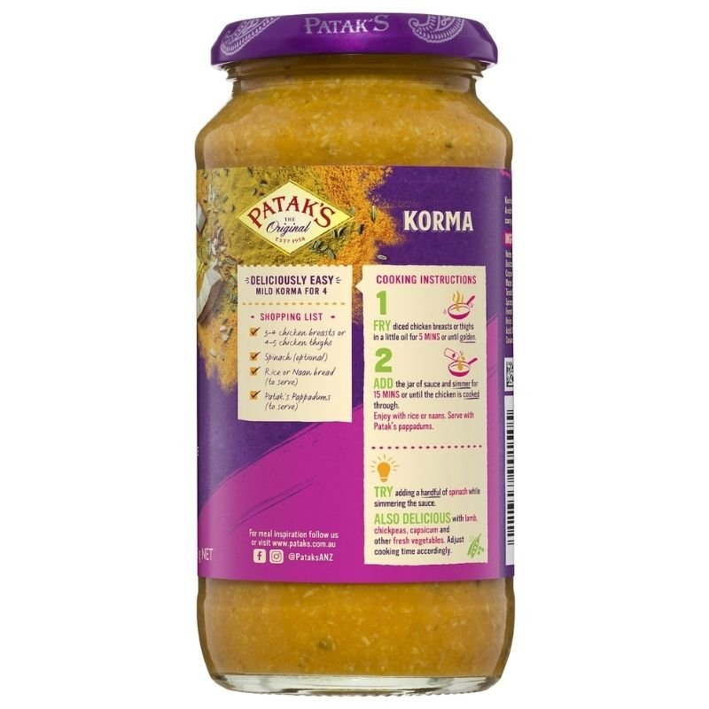 [Expiry: 04/2027] Patak's Korma Sauce 450g