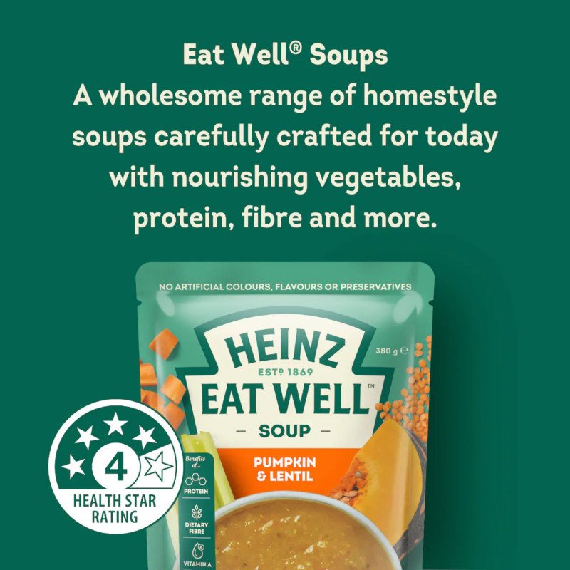 [Expiry Date: 19/02/2027] Heinz Eat Well Soup Pouch Pumpkin & Lentil 380g