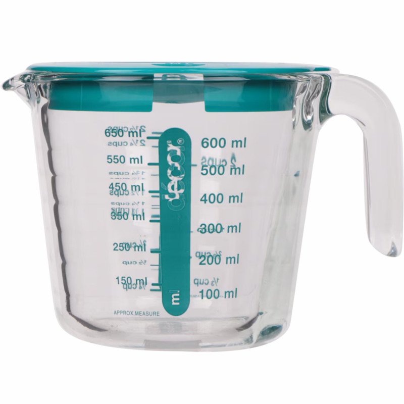 Decor Cook Glass Measuring Jug With Teal Lid 650mL