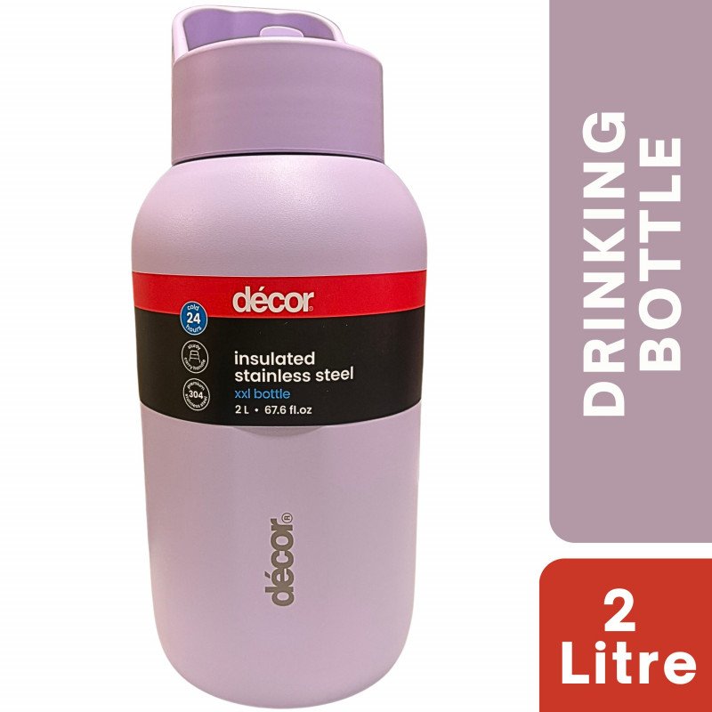 Decor Insulated Double Wall XXL Stainless Steel Bottle 2 Litre (PURPLE)