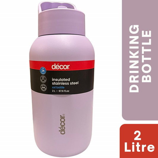 Decor Insulated Double Wall XXL Stainless Steel Bottle 2 Litre (PURPLE)