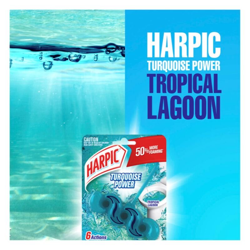 Harpic Turquoise Power Rimblock Tropical Lagoon Toilet Cleaner 39g