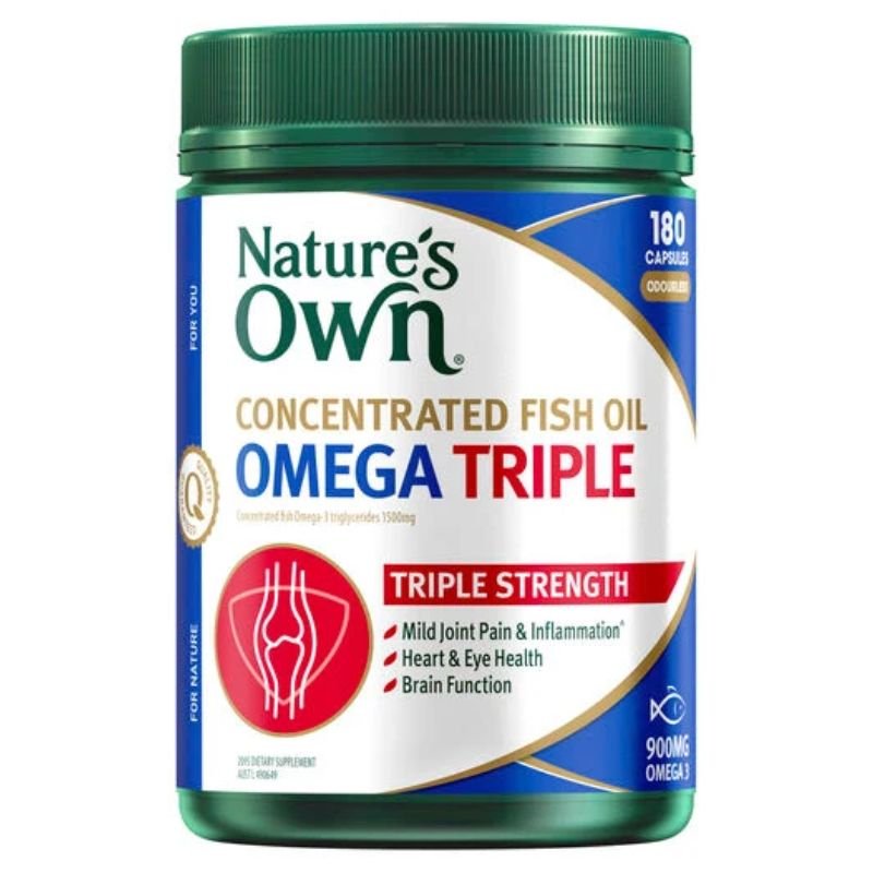 [Expiry Date: 11/2027] Natures Own Concentrated Fish Oil Omega Triple 180 Capsules