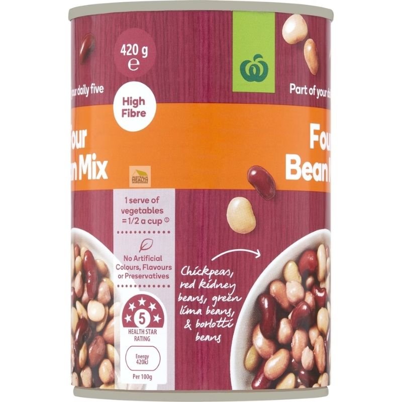 [Expiry Date: 17/06/2028] Woolworths Four Bean Mix 420g |Oz Mart