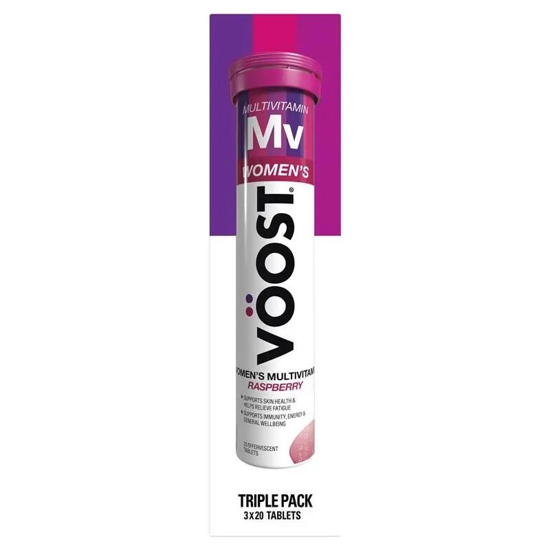 [Expiry: 08/2028] Voost Womens Multivitamin Raspberry Effervescent Tablets 60 Pack