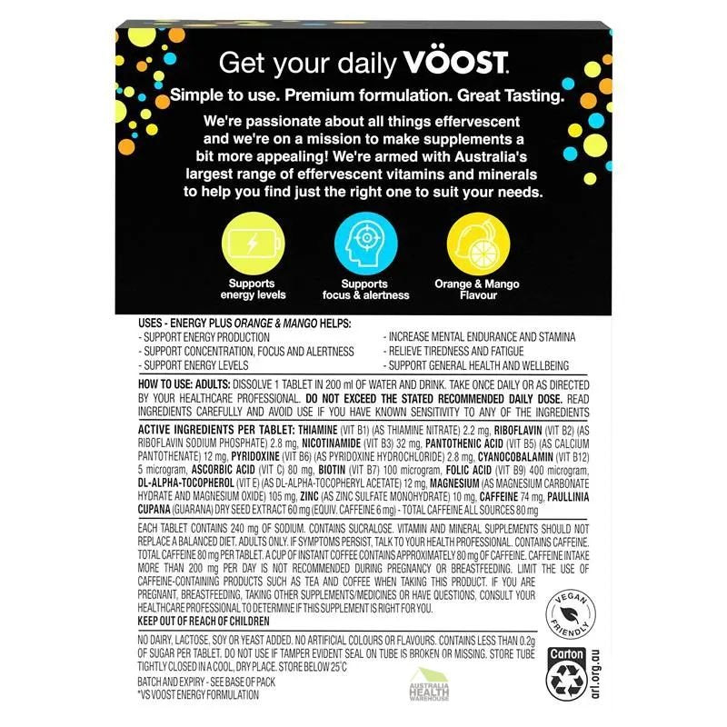 [Expiry: 07/2027] Voost Energy Plus Orange & Mango Effervescent 60 Tablets