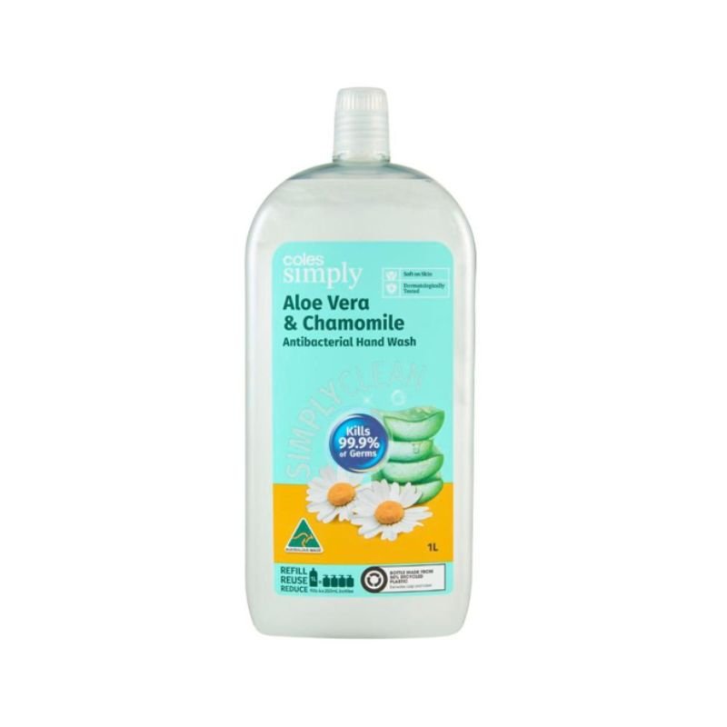 Coles Simply Antibacterial Hand Wash Refill Aloe Vera & Chamomile 1 Litre