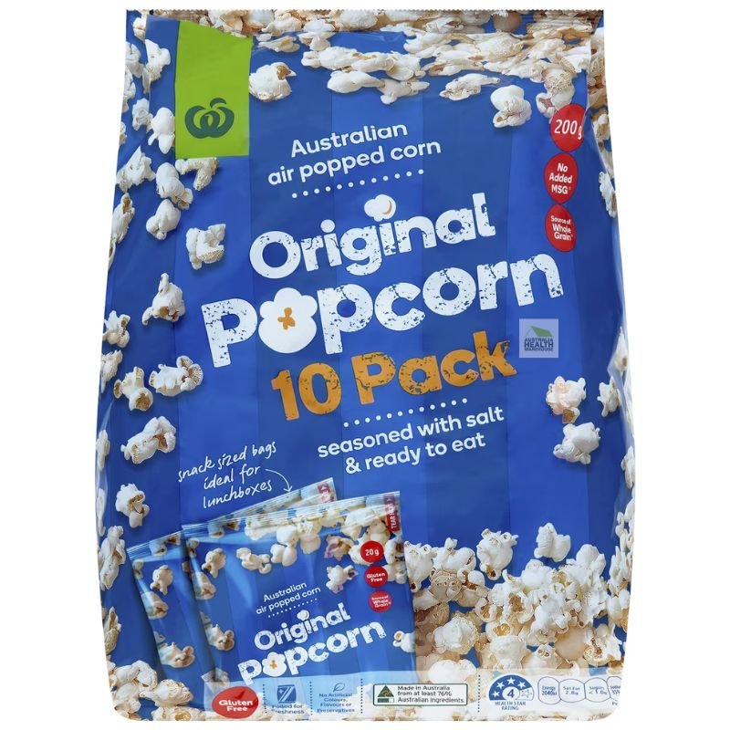 [CLEARANCE Expiry: 18/03/2026] Woolworths Original Popcorn 10 Pack 200g