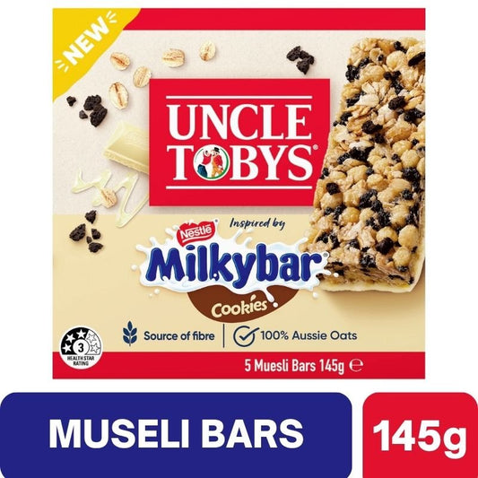 Uncle Tobys Muesli Bar Milkybar Cookies 5 Pack 145g