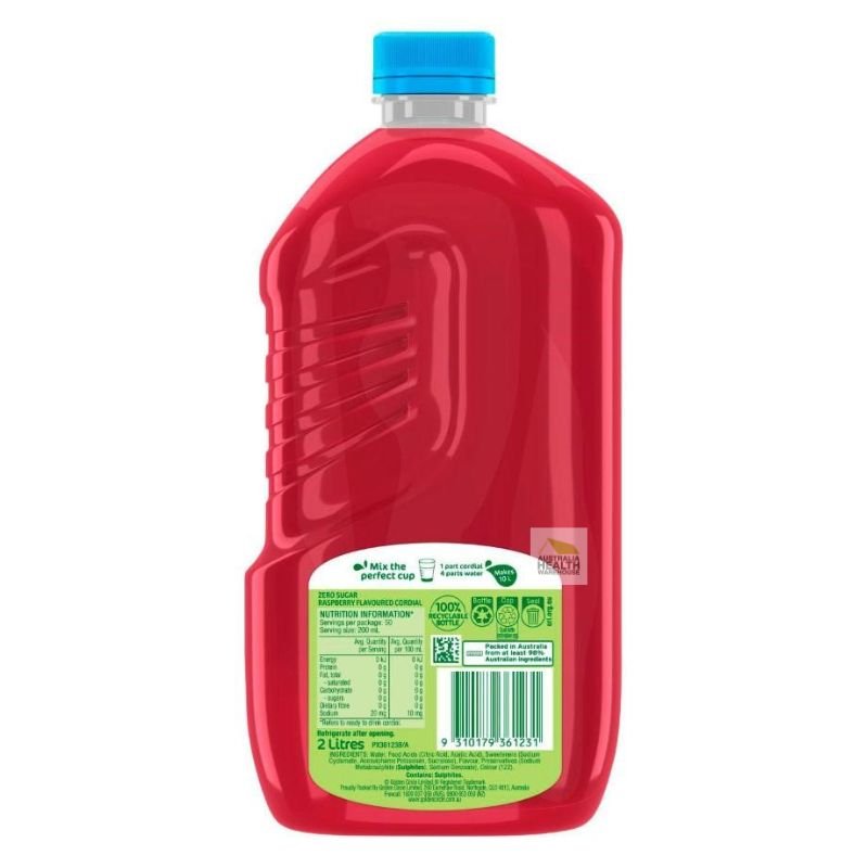 [CLEARANCE Expiry Date: 10/04/2026] Golden Circle Zero Sugar Raspberry Flavour Cordial 2 Litre