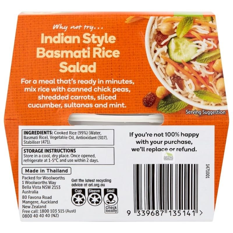 [Expiry Date: 20/01/2027] Woolworths Basmati Rice Microwave Cup 125g x 2 Pack|Oz Mart
