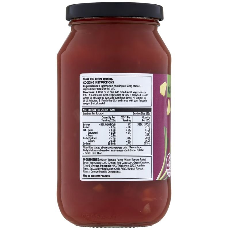 [CLEARANCE Expiry Date: 06/08/2026] Woolworths Sweet & Sour Simmer Sauce 500g