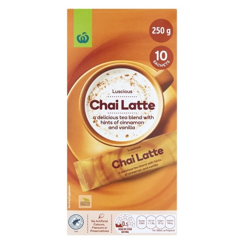 [Expiry Date: 17/11/2026] Woolworths Chai Latte Sachets 10 Pack 250g