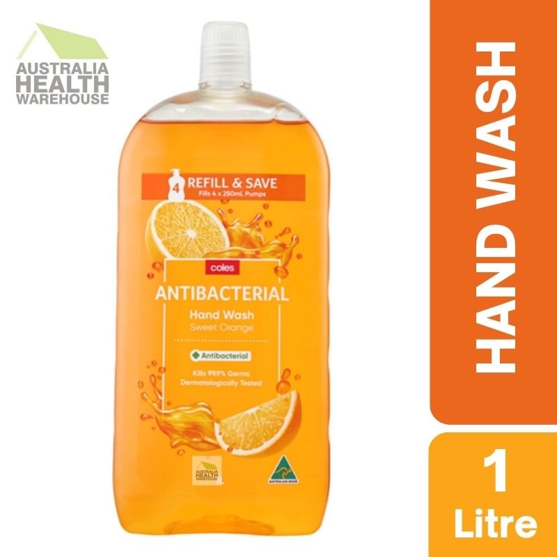 Coles Antibacterial Hand Wash Sweet Orange Refill 1 Litre