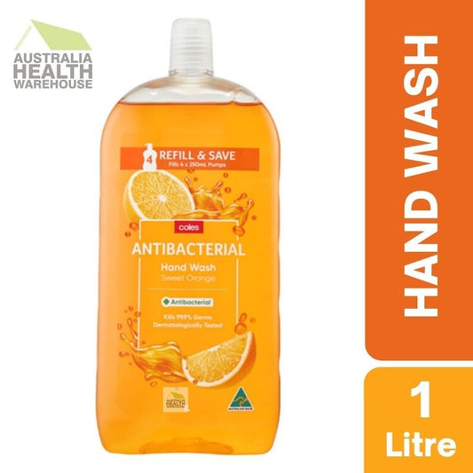Coles Antibacterial Hand Wash Sweet Orange Refill 1 Litre