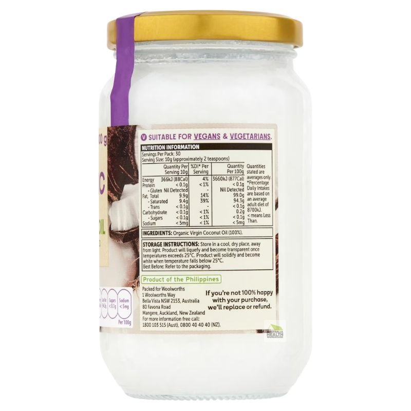 [Expiry Date: 07/09/2027] Woolworths Macro Organic Virgin Coconut Oil 300g