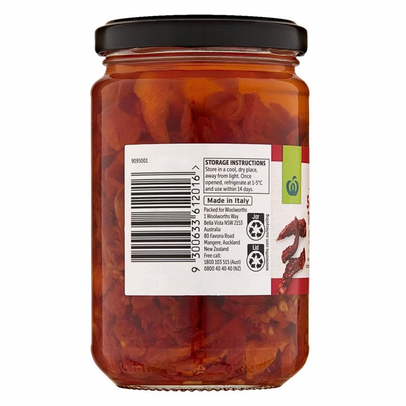 [Expiry Date: 28/09/2028] Woolworths Sundried Tomato Strips 270g
