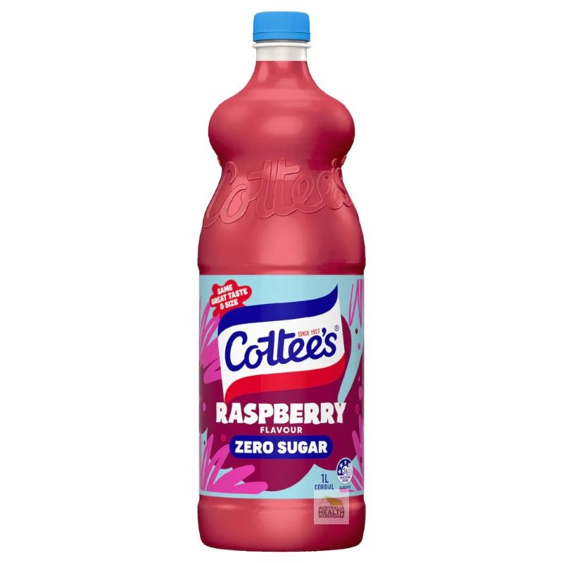 [Expiry: 09/11/2026]  Cottee's Zero Sugar Cordial Raspberry Cordial Bottle 1 Litre