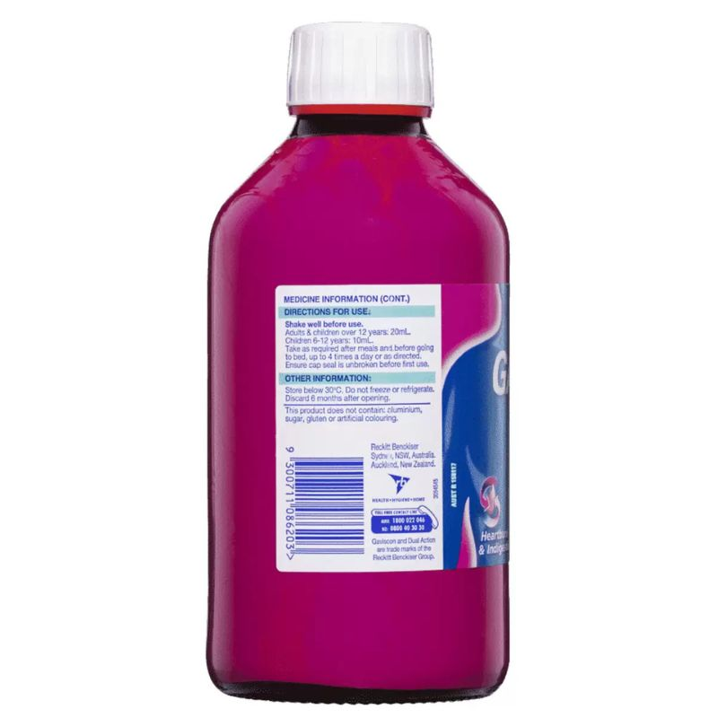 [Expiry: 01/2026] Gaviscon Liquid Dual Action Peppermint 600mL
