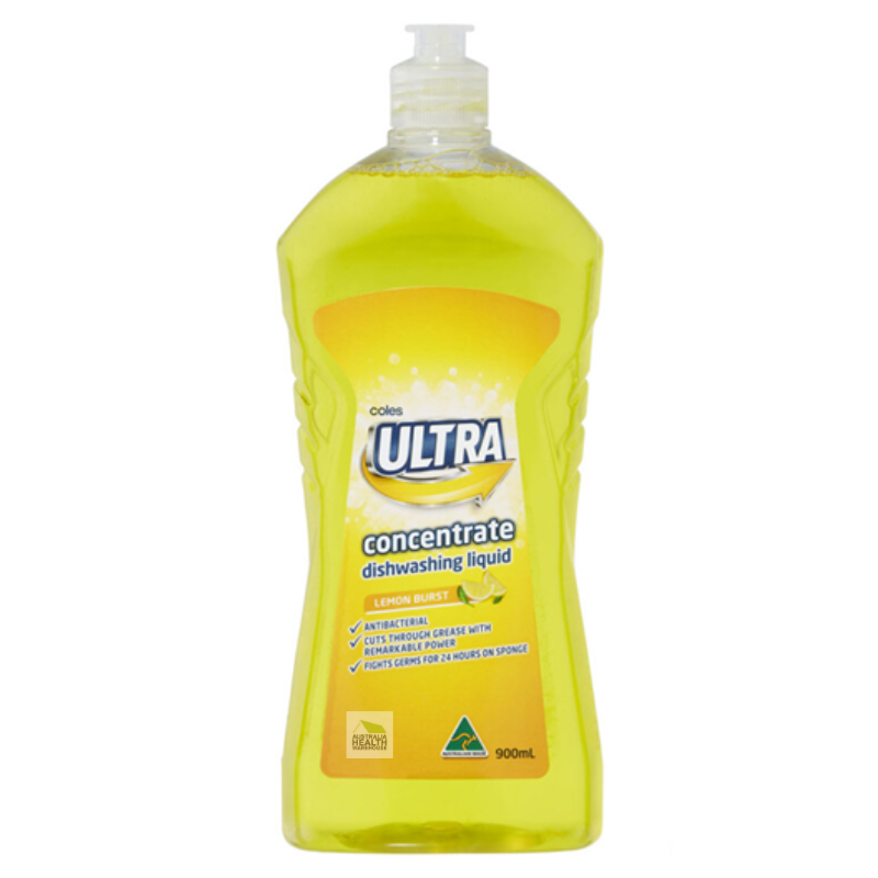Coles Ultra Concentrate Dishwashing Liquid Lemon Burst 900mL
