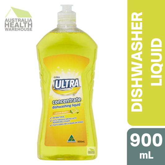 Coles Ultra Concentrate Dishwashing Liquid Lemon Burst 900mL