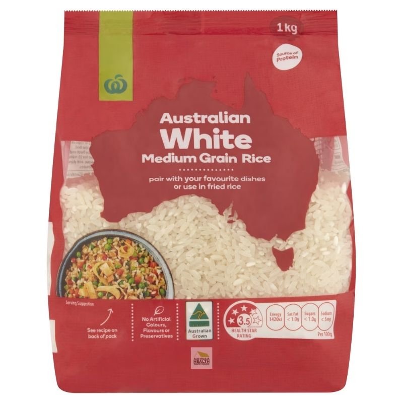 [Expiry Date: 23/09/2027] Woolworths Australian White Medium Grain Rice 1kg