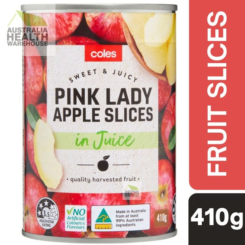 [Expiry Date: 07/2028] Coles Australian Pink Lady Apple Slices in Juice 410g