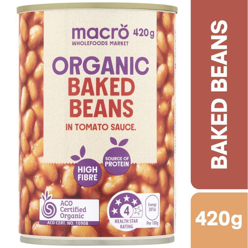 [Expiry Date: 30/06/2028] Woolworths Macro Organic Baked Beans 420g