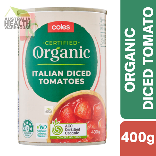 [Expiry Date: 11/08/2027]  Coles Organic Italian Diced Tomatoes 400g