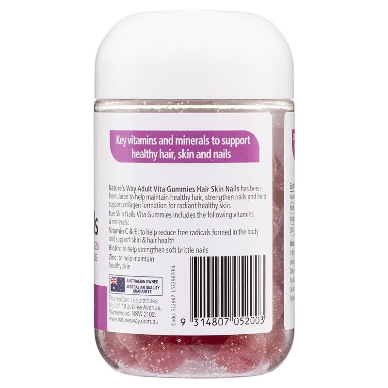 [CLEARANCE Expiry: 04/2025] Nature's Way Adult Vita Gummies Hair Skin Nails 60 Gummies