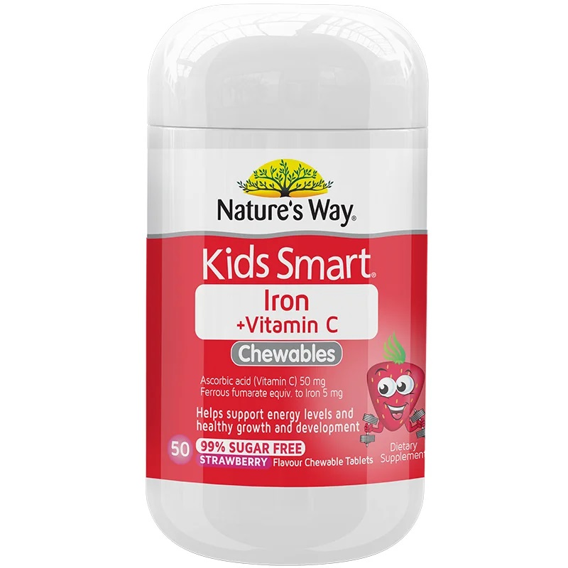 [Expiry: 03/2026] Nature's Way Kids Smart Iron + Vitamin C 50 Chewable Tablets