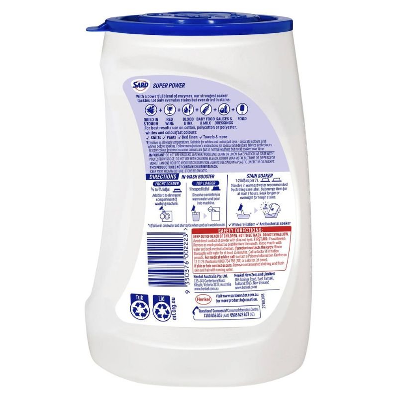 [Expiry: 09/2026] Sard Super Power Stain Remover Antibacterial Powder Soaker 900g