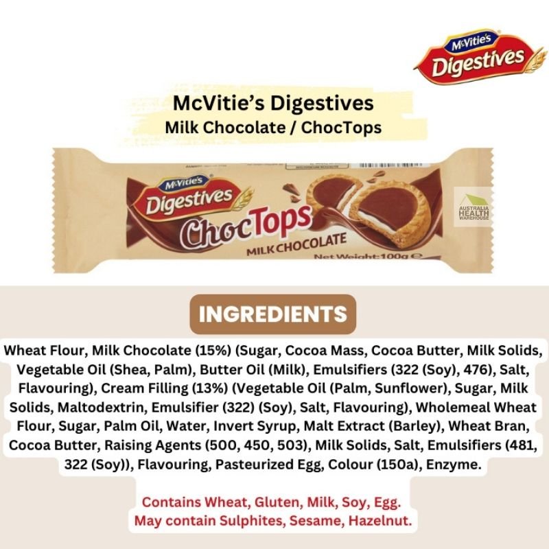 [CLEARANCE Expiry Date: 25/05/2025] McVitie's Digestives ChocTops Milk Chocolate 100g