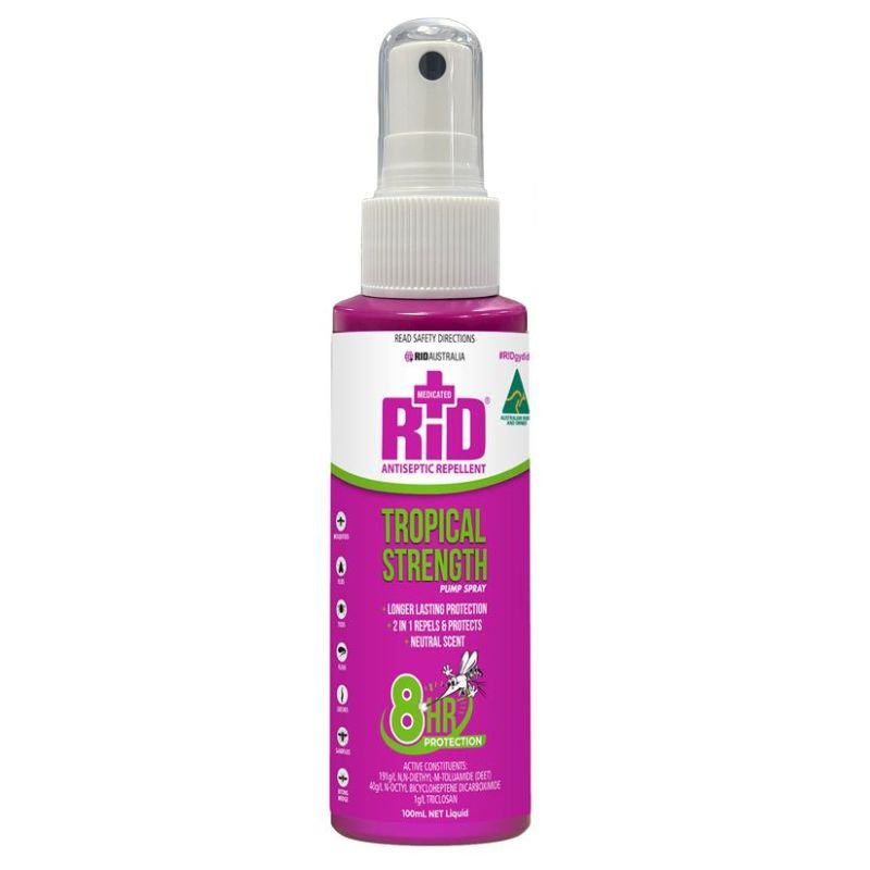 [Expiry: 03/2027] RID Medicated Insect Repellent Tropical Strength + Antiseptic Pump Spray 100mL