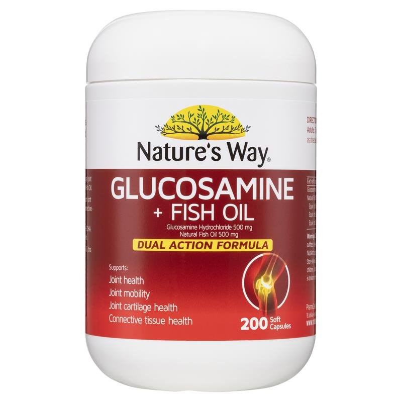 [CLEARANCE Expiry: 11/2024] Nature's Way Glucosamine + Fish Oil 200 Capsules