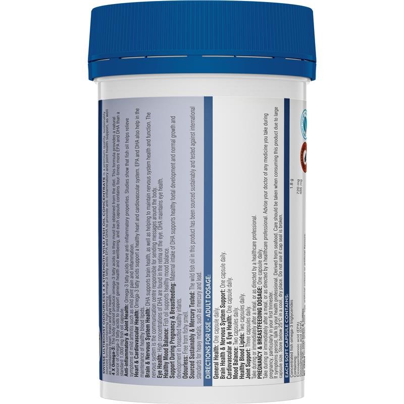 [Expiry: 08/2025] Swisse Ultiboost 4 x Strength Wild Fish Oil Concentrate 60 Capsules