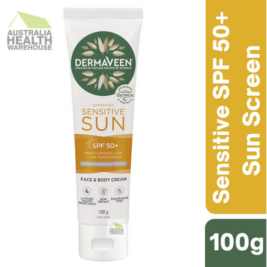 [Expiry: 11/2026] Dermaveen Sensitive Sun SPF 50+ Moisturising Sunscreen Face & Body 100g