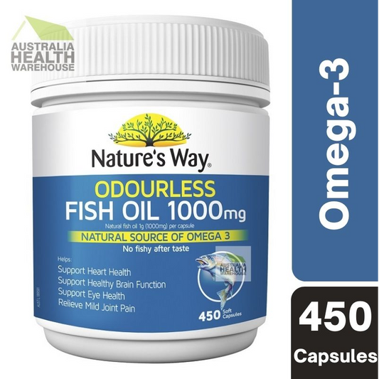 [CLEARANCE Expiry: 04/2025] Nature's Way Fish Oil Odourless 1000mg 450 Capsules