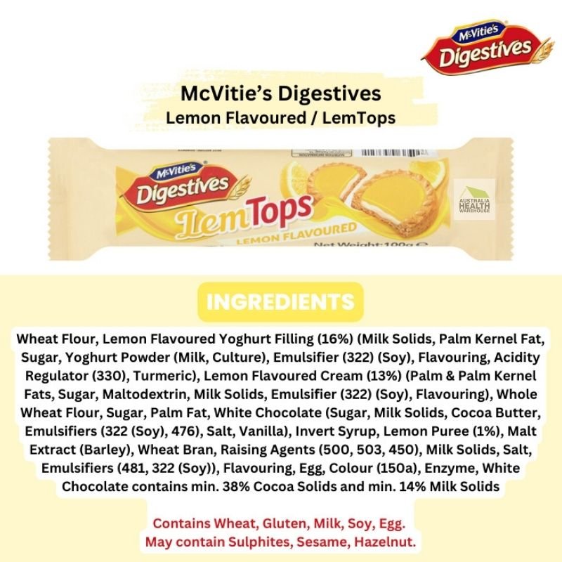 [Expiry: 19/05/2025] Mcvitie's Digestives LemTops Lemon Flavoured 100g