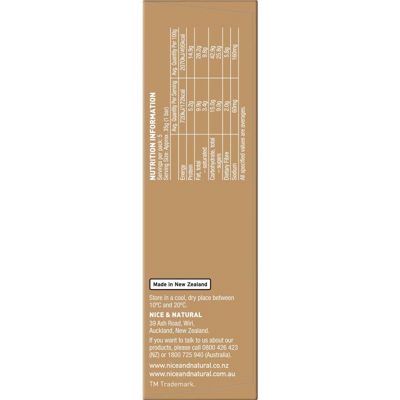 [EXP: 28 May 2024]Nice & Natural Nut Butter Bars Cashew Butter with Peanuts & Real Dark Chocolate 5 Bars 175g